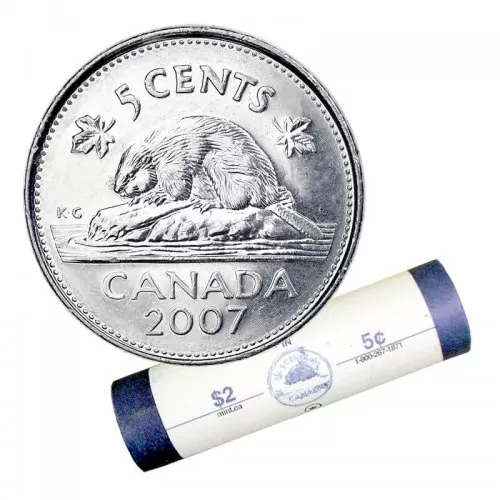 2007 Canadian 5-Cent Beaver Nickel Special Wrap Coin Roll