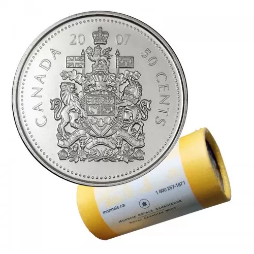 2007 Canadian 50-Cent Coat of Arms Half Dollar Special Wrap Coin Roll