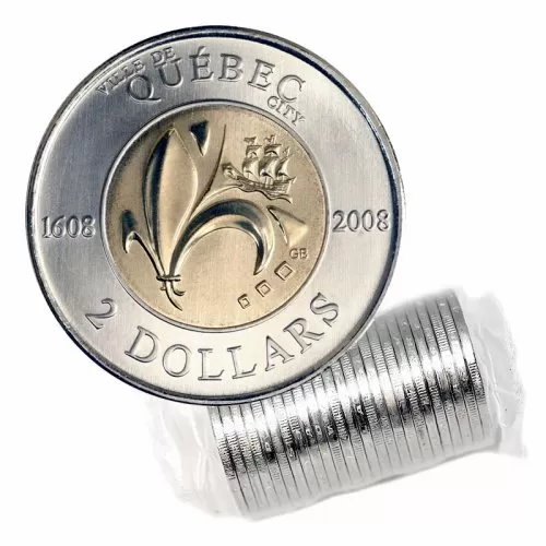 2008 (1608-) Canadian $2 Quebec City 400th Anniv Toonie Original Coin Roll