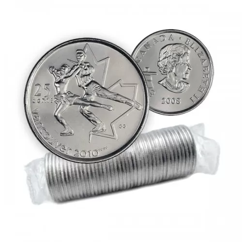2008 Canadian 25-Cent Vancouver 2010 Olympics: Figure Skating Quarter Original Coin Roll 