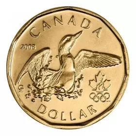 2008 Canadian $1 Olympic Lucky Loonie Dollar Coin (Brilliant Uncirculated)-lightly toned