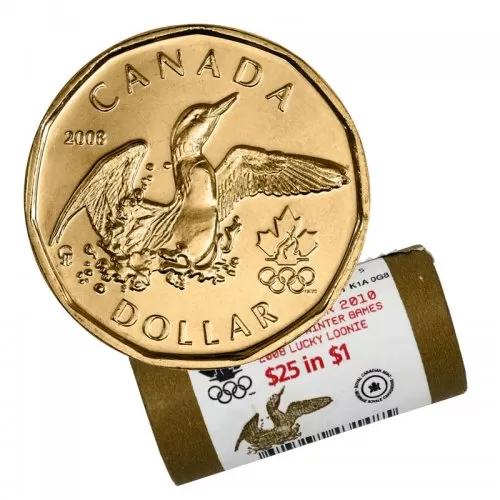 2008 Canadian $1 Olympic Lucky Loonie Dollar Special Wrap Coin Roll