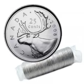 2008 Canadian 25-Cent Caribou Quarter Original Coin Roll