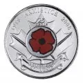 2008 (1918-) Canadian 25-Cent Poppy Armistice 90th Anniv Coloured Quarter Original Coin Roll-heads both ends