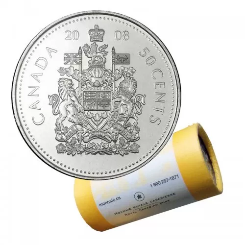 2008 Canadian 50-Cent Coat of Arms Half Dollar Special Wrap Coin Roll