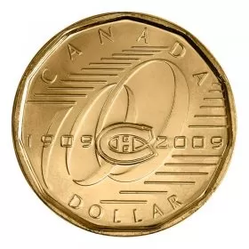 2009 (1909-) Canadian $1 Montreal Canadiens Centennial Loonie Dollar (Uncirculated)-slightly toned
