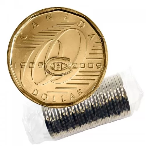 2009 (1909-) Canadian $1 Montreal Canadiens Centennial Loonie Dollar Original Coin Roll