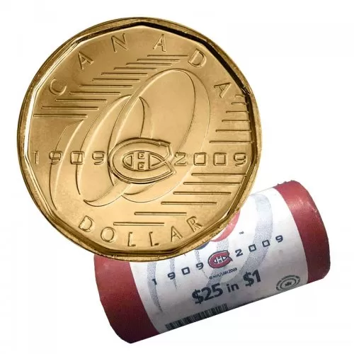 2009 (1909-) Canadian $1 Montreal Canadiens Centennial Loonie Dollar Special Wrap Coin Roll
