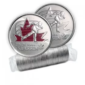 2009 Canadian 25-Cent Golden Moments: Cindy Klassen Quarter Original Coin Roll (Some Coloured)
