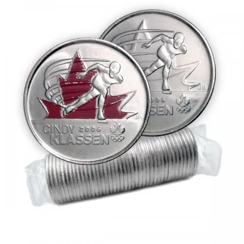 2009 Canadian 25-Cent Golden Moments: Cindy Klassen Quarter Original Coin Roll (Some Coloured)