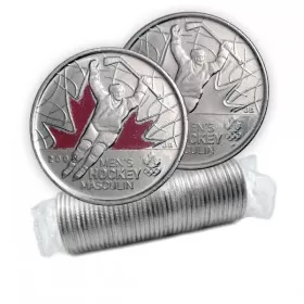 2009 Canadian 25-Cent Golden Moments: Men's Ice Hockey Quarter Original Coin Roll (Some Coloured)
