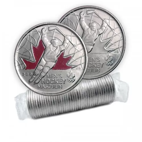 2009 Canadian 25-Cent Golden Moments: Men's Ice Hockey Quarter Original Coin Roll (Some Coloured)