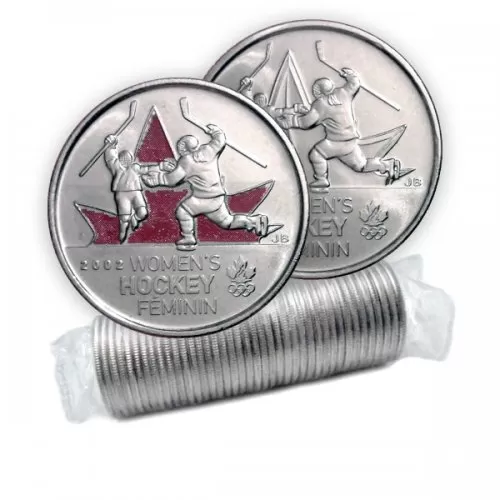 2009 Canadian 25-Cent Golden Moments: Women's Ice Hockey Quarter Original Coin Roll (Some Coloured)