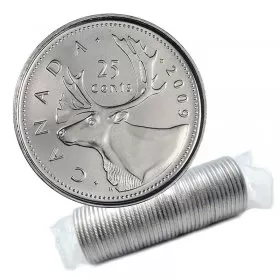 2009 Canadian 25-Cent Caribou Quarter Original Coin Roll