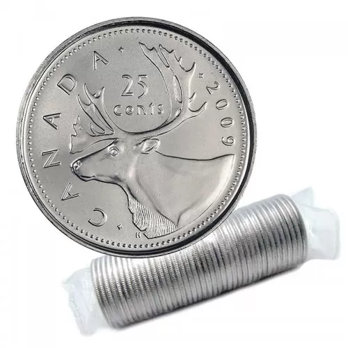 2009 Canadian 25-Cent Caribou Quarter Original Coin Roll