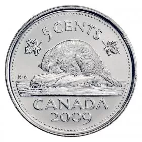 2009 Canadian 5-Cent Beaver Nickel Coin (Brilliant Uncirculated)
