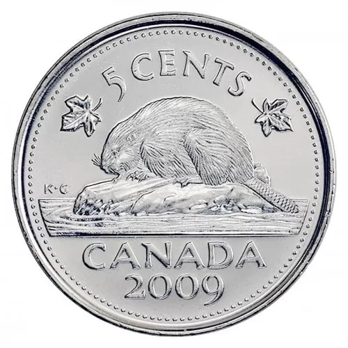 2009 Canadian 5-Cent Beaver Nickel Coin (Brilliant Uncirculated)