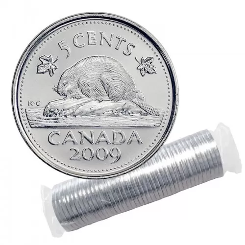 2009 Canadian 5-Cent Beaver Nickel Original Coin Roll