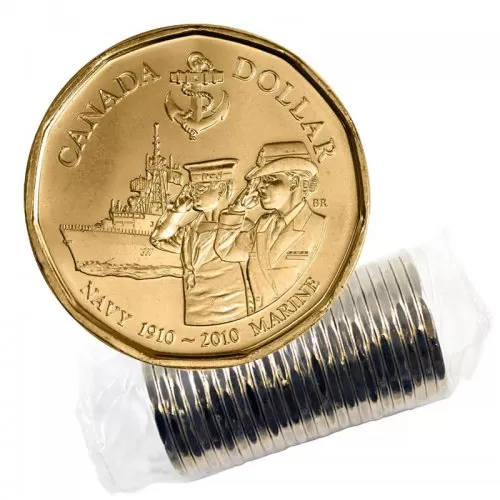 2010 (1910-) Canadian $1 Navy 100th Anniversary Loonie Dollar Original Coin Roll