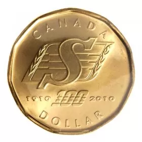 2010 (1910-) Canadian $1 Saskatchewan Roughriders Centennial Loonie Dollar (Brilliant Uncirculated)