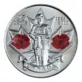 2010 (1945-) Canadian 25-Cent Remembrance Poppy/WWII 65th Anniv Coloured Quarter Original Coin Roll