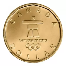 2010 Canadian $1 Vancouver Olympics Inukshuk Lucky Loonie Dollar Coin (Brilliant Uncirculated)