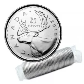 2010 Canadian 25-Cent Caribou Quarter Original Coin Roll