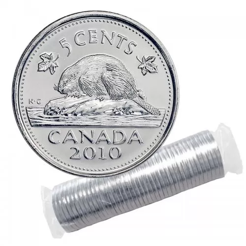 2010 Canadian 5-Cent Beaver Nickel Original Coin Roll