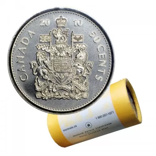 2010 Canadian 50-Cent Coat of Arms Half Dollar Special Wrap Coin Roll