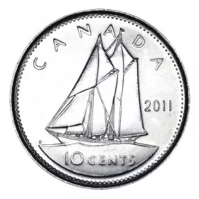 2011 Canadian 10-Cent Bluenose Schooner Dime Coin (Brilliant Uncirculated)