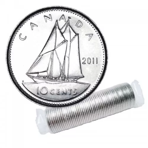 2011 Canadian 10-Cent Bluenose Schooner Dime Original Coin Roll