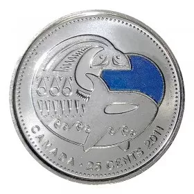 2011 Canadian 25-Cent Legendary Nature: Orca Whale Coloured Quarter Coin (Brilliant Uncirculated)