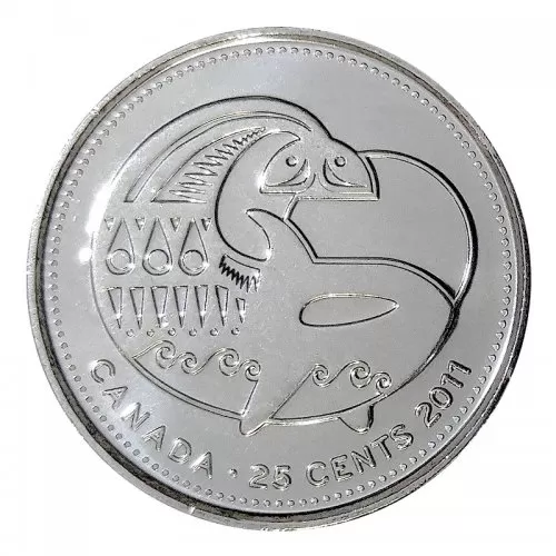 2011 Canadian 25-Cent Legendary Nature: Orca Whale Non-coloured Quarter Coin (Brilliant Uncirculated)