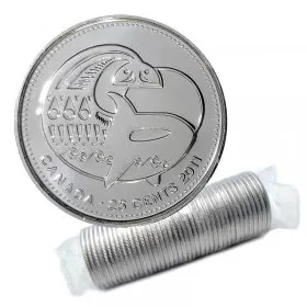 2011 Canadian 25-Cent Legendary Nature: Orca Whale Non-coloured Quarter Original Coin Roll