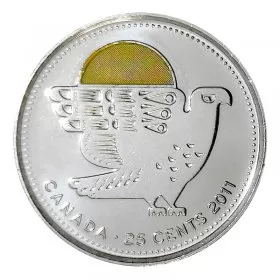 2011 Canadian 25-Cent Legendary Nature: Peregrine Falcon Coloured Quarter Coin (Brilliant Uncirculated)
