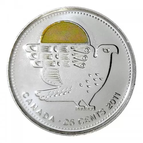 2011 Canadian 25-Cent Legendary Nature: Peregrine Falcon Coloured Quarter Coin (Brilliant Uncirculated)