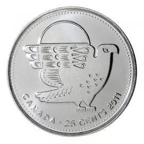 2011 Canadian 25-Cent Legendary Nature: Peregrine Falcon Non-coloured Quarter Coin (Brilliant Uncirculated)