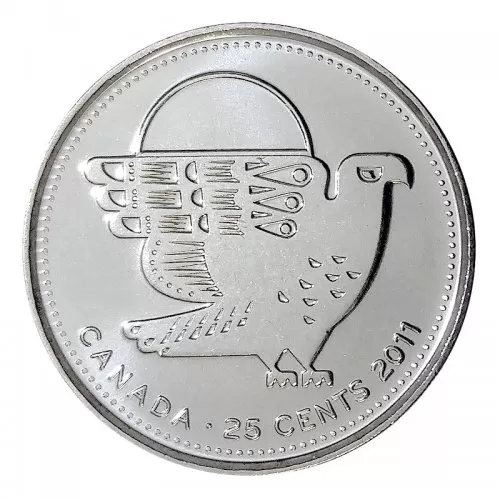 2011 Canadian 25-Cent Legendary Nature: Peregrine Falcon Non-coloured Quarter Coin (Brilliant Uncirculated)