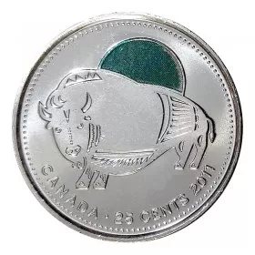 2011 Canadian 25-Cent Legendary Nature: Wood Bison Coloured Quarter Coin (Brilliant Uncirculated)