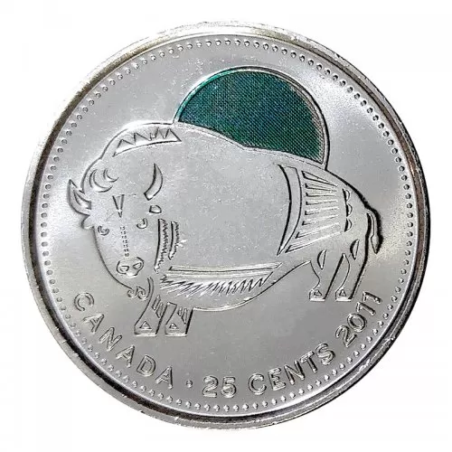 2011 Canadian 25-Cent Legendary Nature: Wood Bison Coloured Quarter Coin (Brilliant Uncirculated)