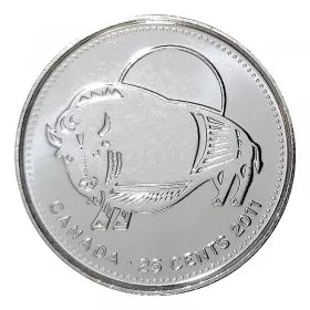 2011 Canadian 25-Cent Legendary Nature: Wood Bison Non-coloured Quarter Coin (Brilliant Uncirculated)
