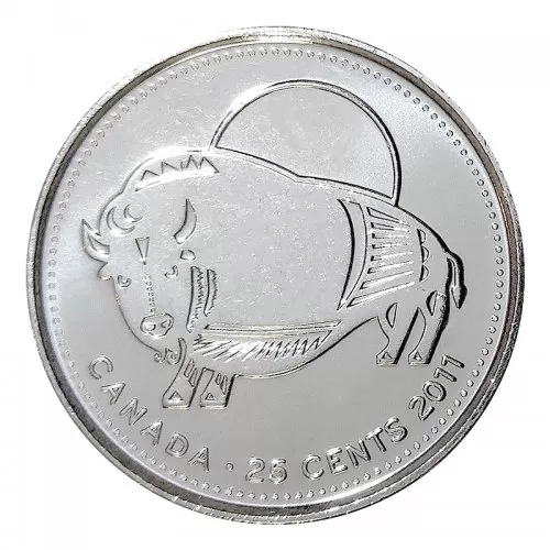 2011 Canadian 25-Cent Legendary Nature: Wood Bison Non-coloured Quarter Coin (Brilliant Uncirculated)