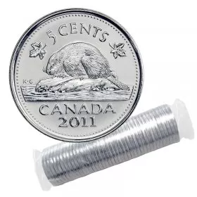 2011 Canadian 5-Cent Beaver Nickel Original Coin Roll