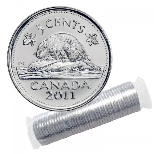 2011 Canadian 5-Cent Beaver Nickel Original Coin Roll