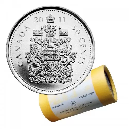 2011 Canadian 50-Cent Coat of Arms Half Dollar Special Wrap Coin Roll