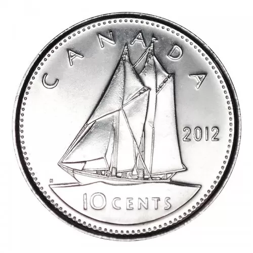 2012 Canadian 10-Cent Bluenose Schooner Dime Coin (Brilliant Uncirculated)