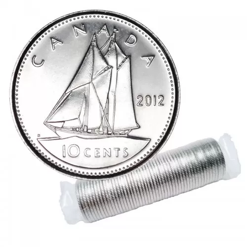 2012 Canadian 10-Cent Bluenose Schooner Dime Original Coin Roll