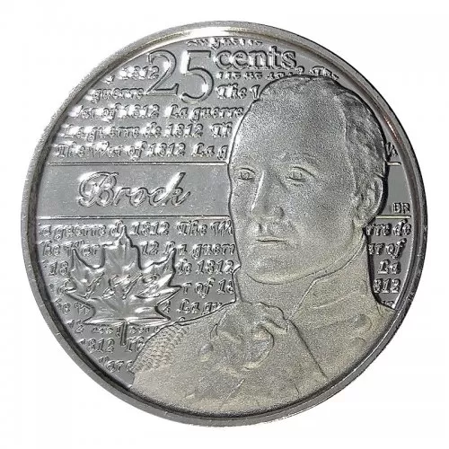 2012 Canadian 25-Cent Heroes of 1812: Sir Isaac Brock Non-coloured Quarter Coin (Brilliant Uncirculated)
