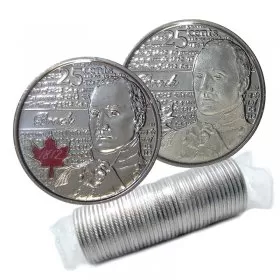 2012 Canadian 25-Cent Heroes of 1812: Sir Isaac Brock Quarter Original Coin Roll (Some Coloured)