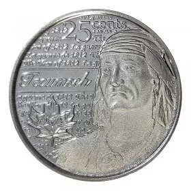 2012 Canadian 25-Cent Heroes of 1812: Tecumseh Non-coloured Quarter Coin (Brilliant Uncirculated)